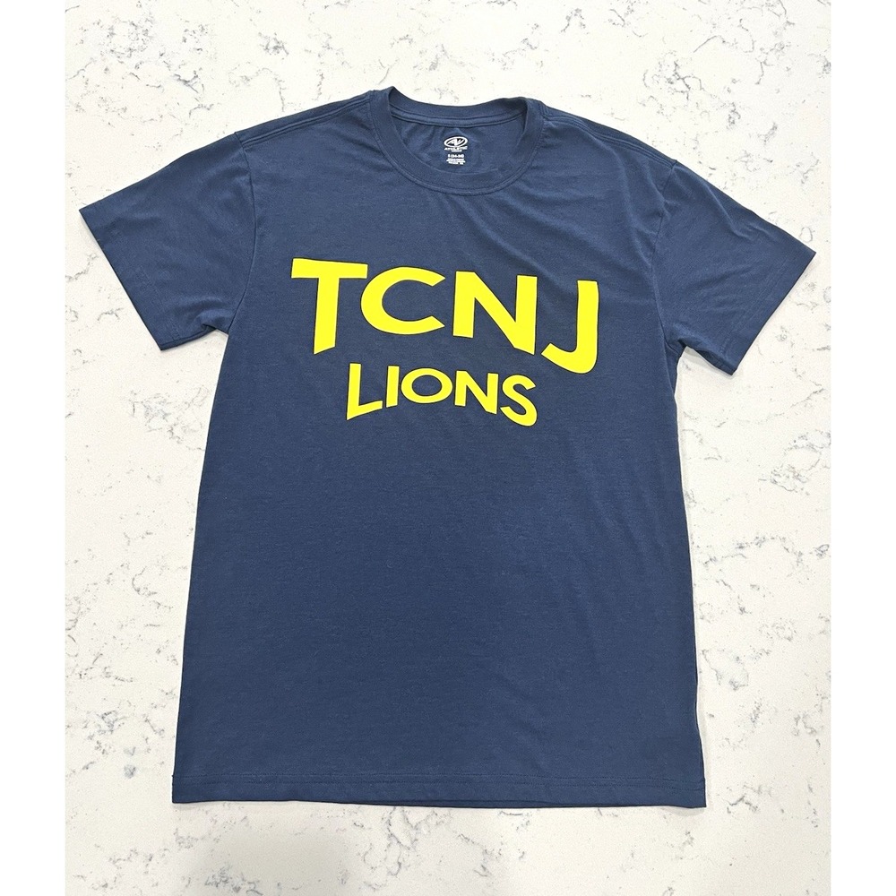 TCNJ College of New Jersey Lions Blue Yellow Graphic T-Shirt Size S